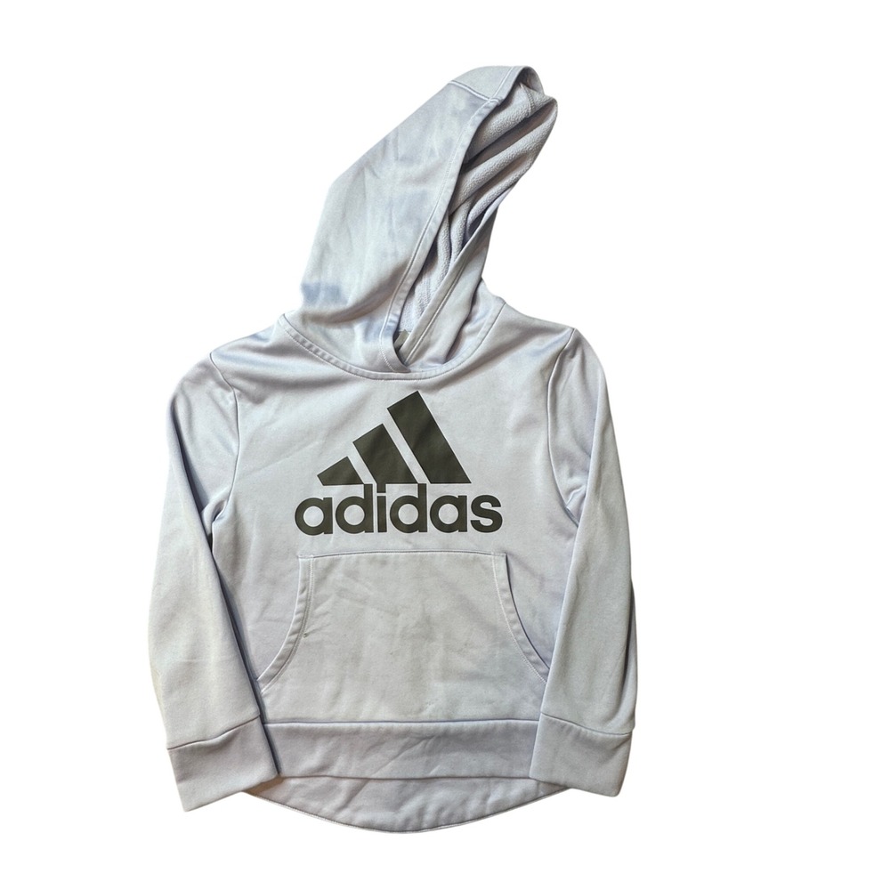 Adidas Hoodie Kids Size 7/8 Purple Pullover Logo AA0183 Athletic Sweatshirt